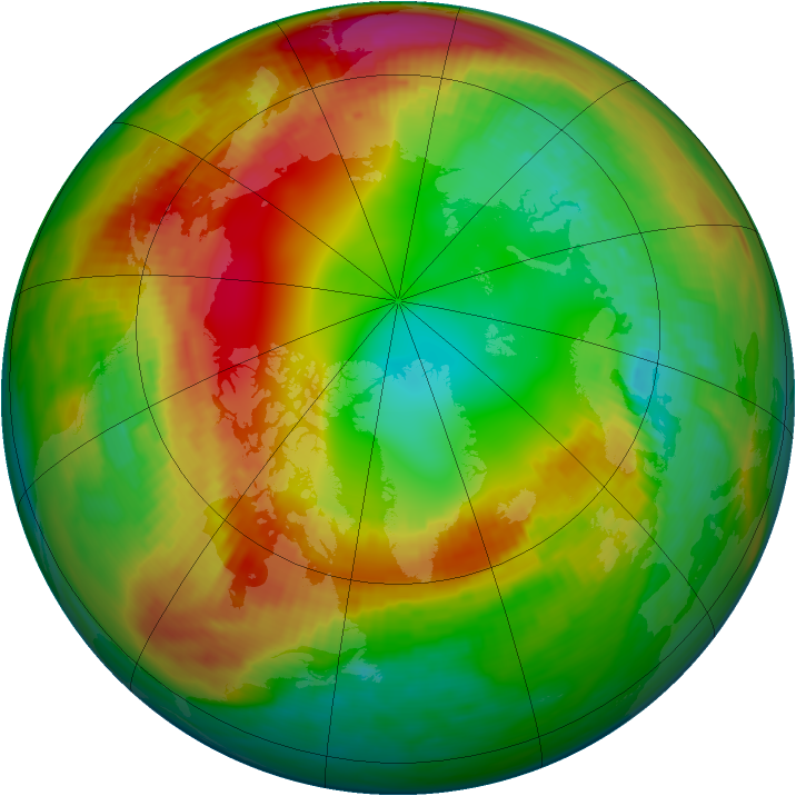 Arctic ozone map for 05 February 1984